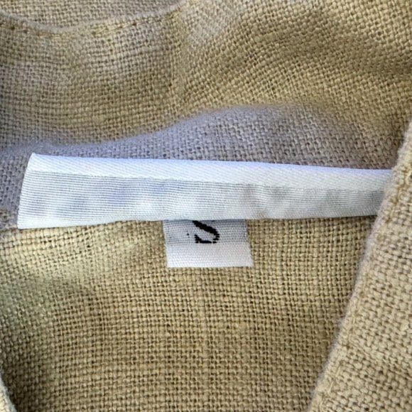 Bryn Walker Heavy Linen Jacket Women S EUC Button-Up Long Sleeve High Neck Beige - Picture 10 of 12